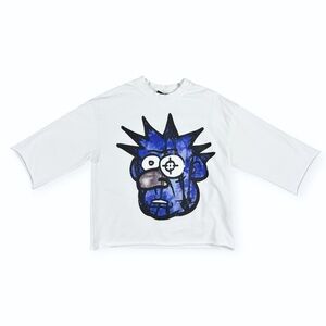 Syndicate Barbed White and Blue Cutoff Sweatshirt